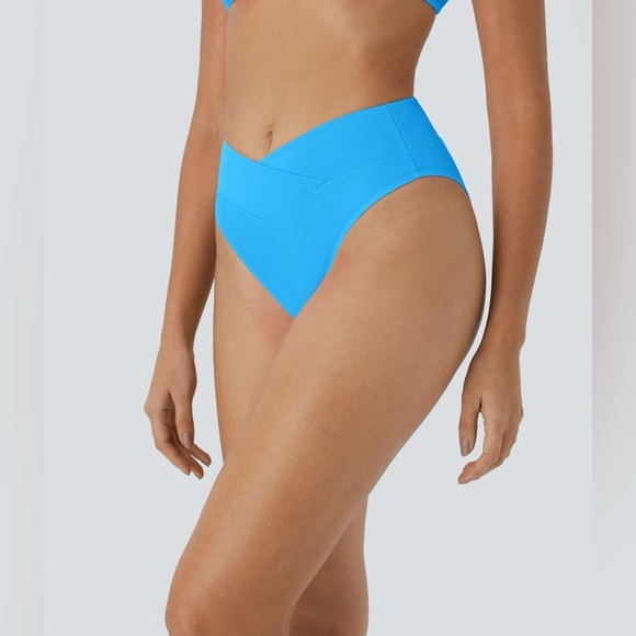 HALARA Blue High-Waisted Crossover Bikini Bottom Swimsuit Women’s Small NEW - Picture 3 of 5